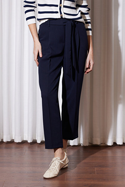 Missemramiss Belted Carrot Trousers 5291 Navy Blue