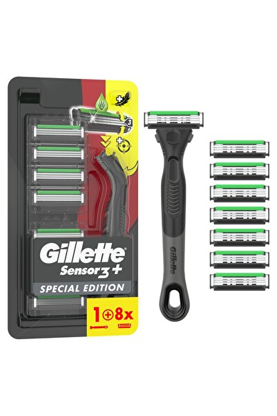 Gillette Αισθητήρας 3 Plus Μαύρος, aparat de ras, 8 buc