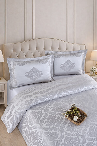 BİRHOME Vanetta Pano Jakarlı Çift Kişilik Modern Yatak Örtüsü Takımı 3 Parça 240x260cm