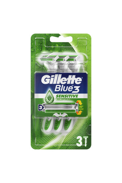 Gillette Blue III Sensitive, aparat de ras, 3 buc