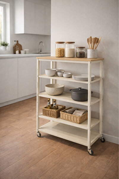 MARIA HOMES رف تخزين متعدد الطبقات مزود بعجلات 70×32×105 سم