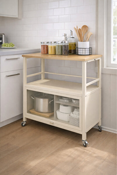 MARIA HOMES خزانة تخزين متنقلة مزودة بعجلات، 60×40×80 سم، منظم متعدد الأغراض