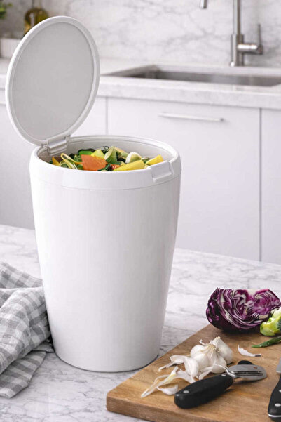 pirimanova monza 6 LT Banyo Mutfak Tezgah Üstü Çöp kovası - Beyaz