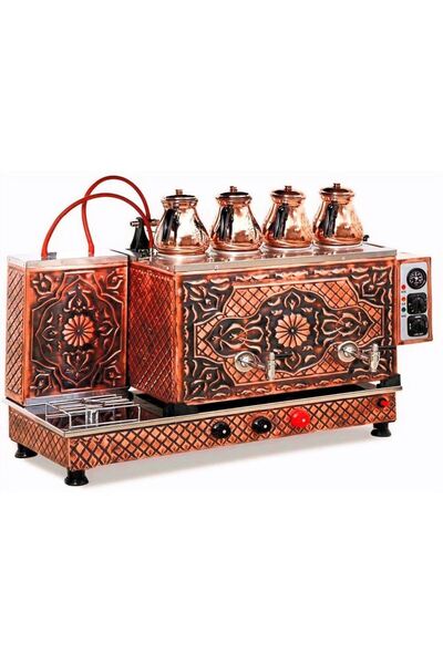 Demasan Tiryaki 4 Demlikli Full Otomatik Bakır Çay Kazanı 45L Elektrik Doğalgaz