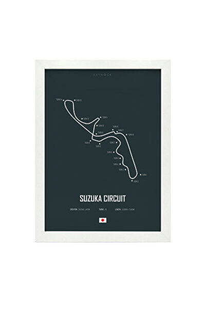 KAYNOCK Suzuka Circuit, Formula 1, F1, Tablo Beyaz Çerçeve