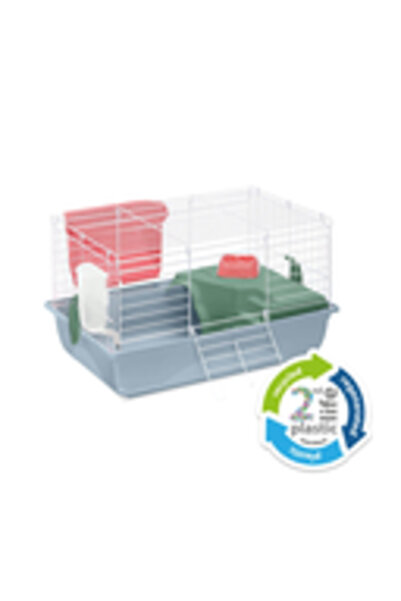 IMAC EASY 120 "2nd life plastic"Cage 120x60x46,5cm for Small Pets-WHITE/AVIO ...