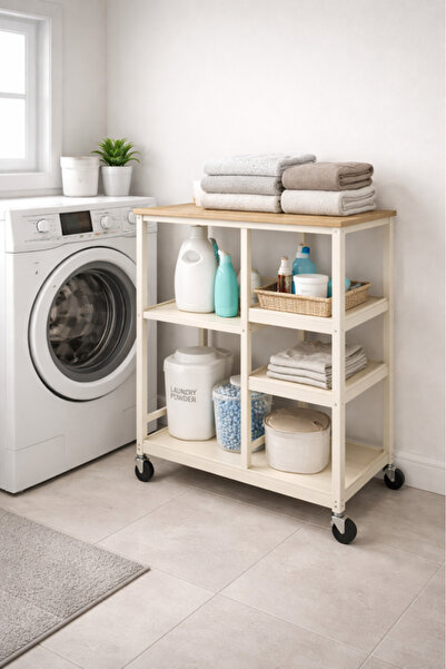 MARIA HOMES رف تخزين متعدد الطبقات مزود بعجلات 80×40×85 سم