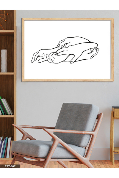 Evinemoda United Hands One-Piece Wooden Framed Painting