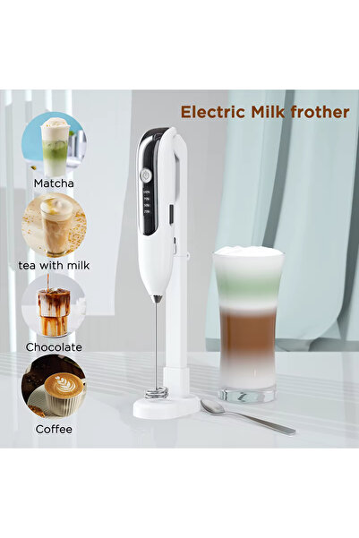 Lorraya 🥤 جهاز رغوة حليب محمول قابل لإعادة الشحن مع حامل، لتحضير الكابتشينو ...