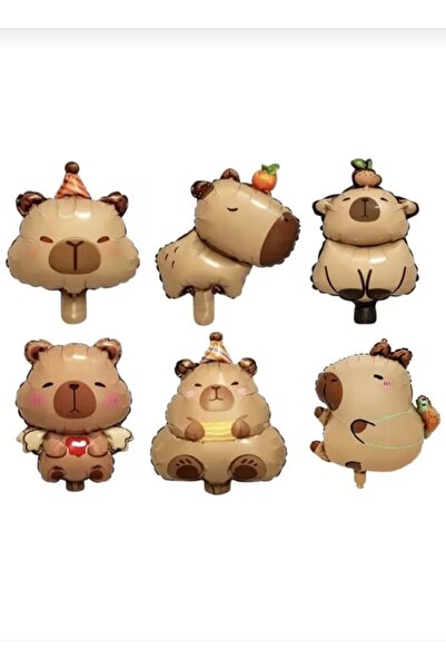 ATAKENT PARTİ Capybara 6-Piece Foil Balloon 35 cm Capybara Balloon