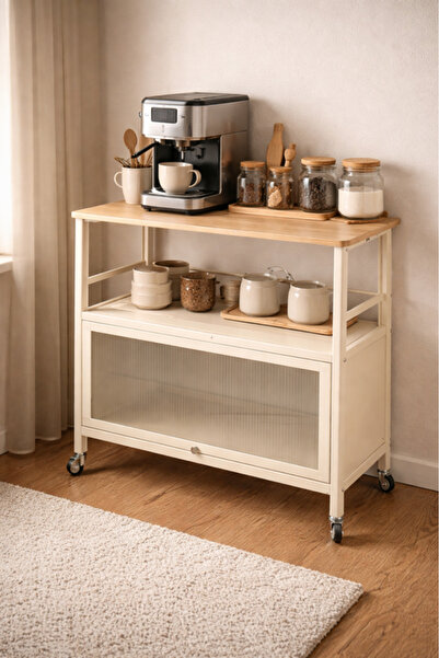 MARIA HOMES خزانة تخزين متنقلة مزودة بعجلات، 80×40×80 سم، منظم متعدد الأغراض