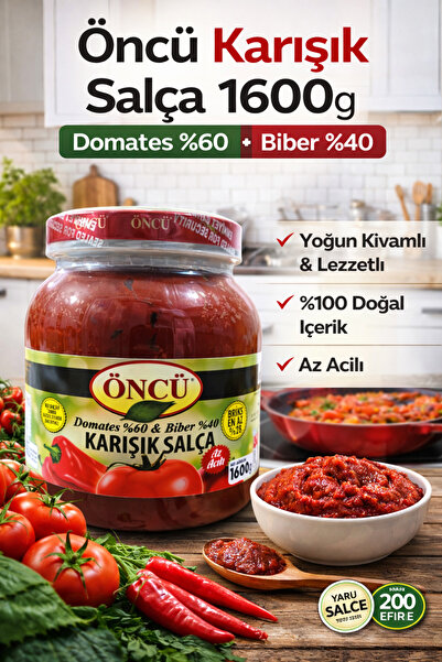 Öncü Karışık Salça 1600 g Domates %60 & Biber %40 Doğal Yoğun Kıvamlı Salça