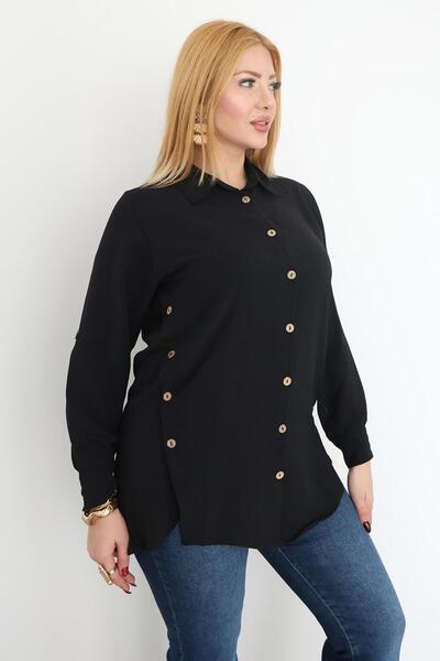 Siyezen Cămașă Ayrobin din țesătură, mărime mare, cu nasturi și detalii