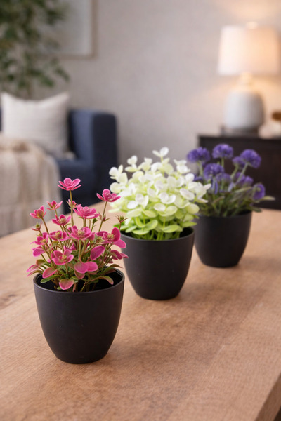 Binbirreyon 3-dijelni Kobalt plava boje veštačkog cveća, prečnik: 9cm ME152