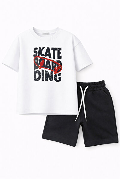 MARKOLL Σετ σορτς για αγόρια με στάμπα skateboard – Καλοκαιρινό βαμβακερό σετ...