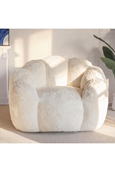 puffiber Puf Koltuk Çiçek Tasarımlı Peluş Armut Koltuk Rahat TV ve Okuma Kolt...