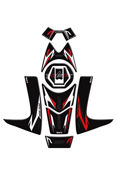 Redline Grafik Bajaj Pulsar RS 200 Siyah Kırmızı Beyaz Full Tank Pad Set