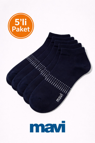 Mavi Striped Navy Blue (5 Pieces) Booties Socks