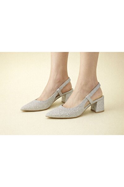 TRENDYSHOSE 4021 حذاء بكعب عريض مرصّع بالأحجار أحذية نسائية مريحة