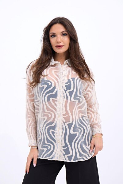 Hiccup Janes Abstract Printed Long Sleeve Buttoned Blouse