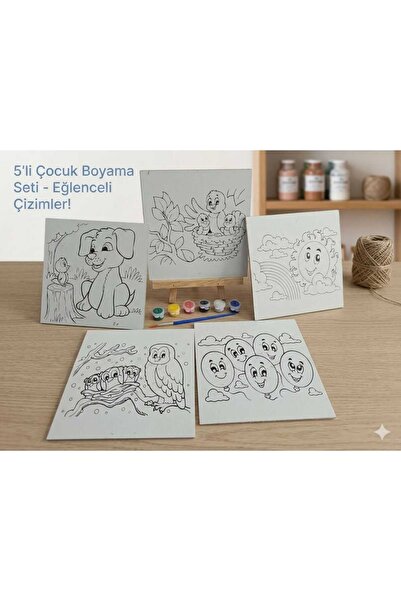 crafts tasarım atölyesi TUVAL BOYAMA SETİ 6 LI ŞÖVALELİ