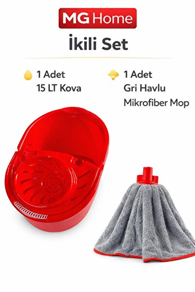 VENON Mop Hediyeli ❤️ 15 Litre ❤️ Pratik Sıkmalı Temizlik Kovası Plastik Su K...