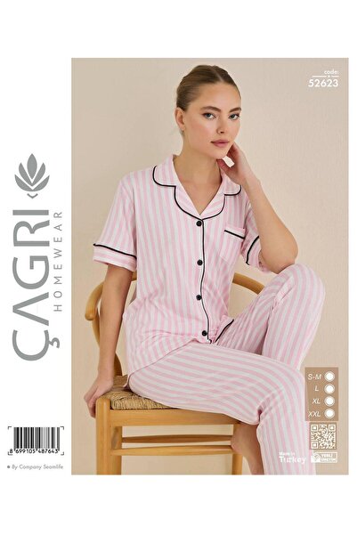 ROYAM Set de pijamale Call Woman bumbac 100% viscoză cu mâneci scurte și nast...