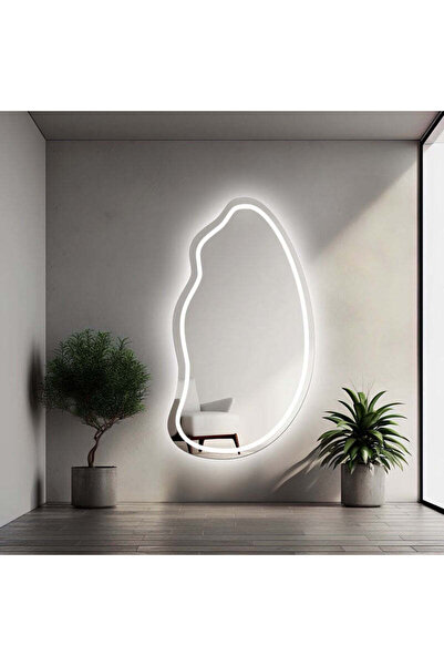 shark design Oglindă LED asimetrică premium 60×80 cm, tactilă, 3 tipuri de lu...