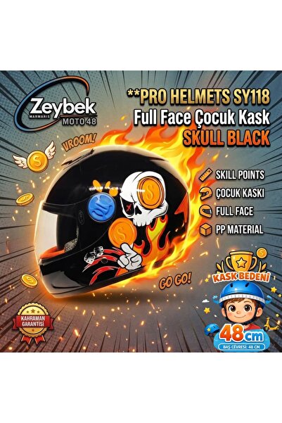 Free-M ZeybekMoto48 Çocuk Kaskı Pro Helmets SY118 Full Face Çocuk Kaskı (48cm)