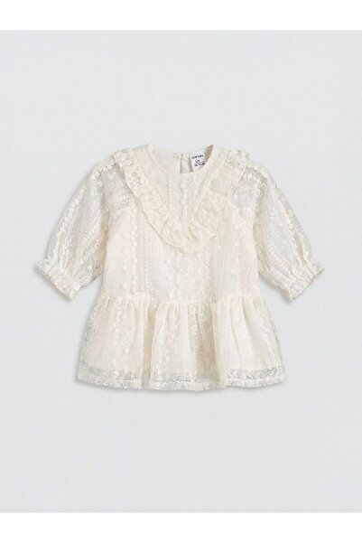 LC Waikiki LCW baby Bebe Yaka Dantelli Kız Bebek Elbise