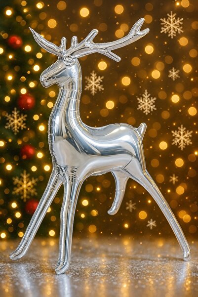 ENG PARTİ DÜNYASI Deer Silver Color Foil Balloon 37 Inch