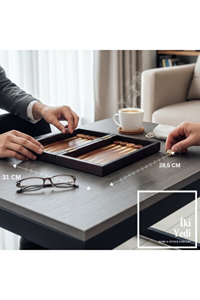 İki Yedi Konsept Dost Meclisi Manila Ahşap Mini Tavla Takımı Katlanır Tavla S...