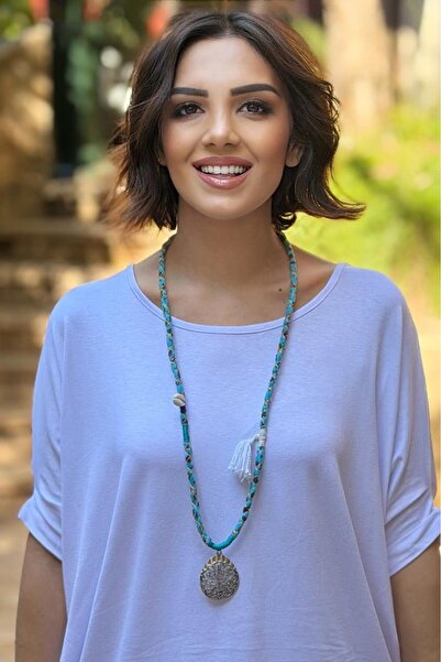 Nevin Kaya Moda Turquoise Silver Ethnic Accessory Necklace