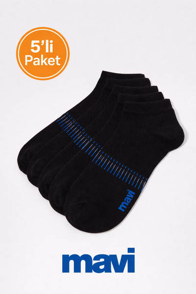 Mavi Striped Black (5 Pieces) Booties Socks