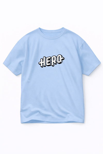 VODEXA Tricou oversize unisex cu imprimeu HERO, 100% bumbac, croială conforta...