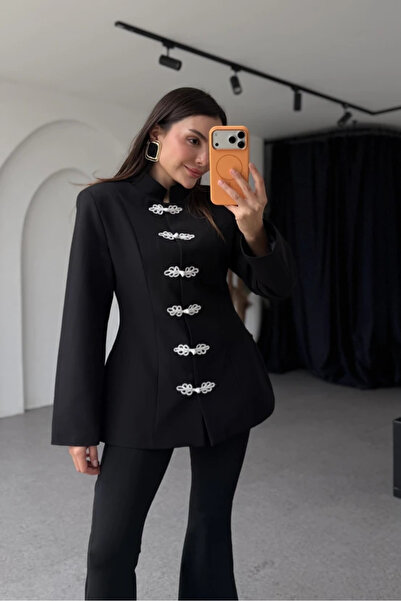 QİMYA BUTİK MİSS NEŞEM Jachetă NAPOLYON pentru femei, cu nasturi, detaliată, ...