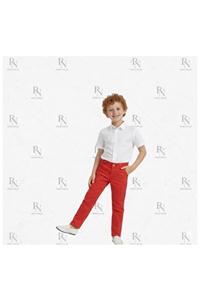 NACAR STYLİSH Boys' Classic Short Sleeve Shirt and Colorful Canvas Pants Set