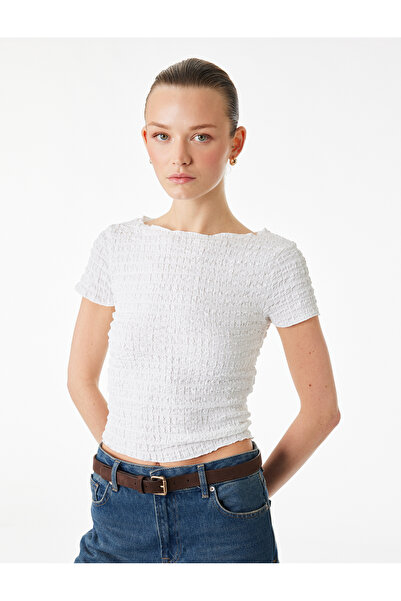 Koton Beige Women Plain Polyester T-Shirt