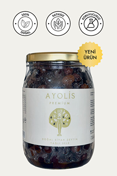 Ayolis Premium Gurme Yağlı Sele Siyah Zeytin M 950 g (Ayolis Zeytinyağlı)
