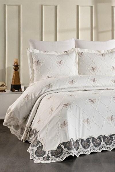 DANTEELHOME Elite Guipure Bedspread 3 Piece Cream