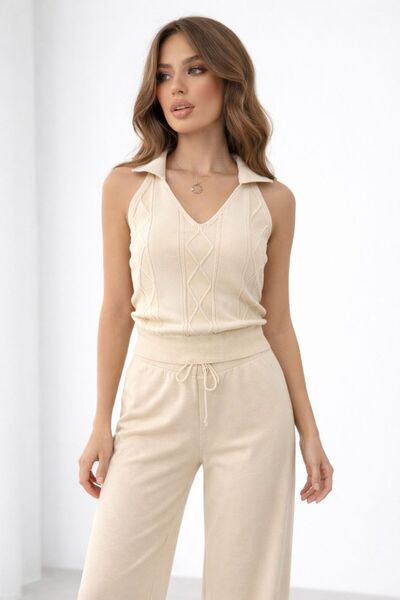 peri tower Set de tricotaje de vară cu guler halter, tricotat, mercerizat, pe...