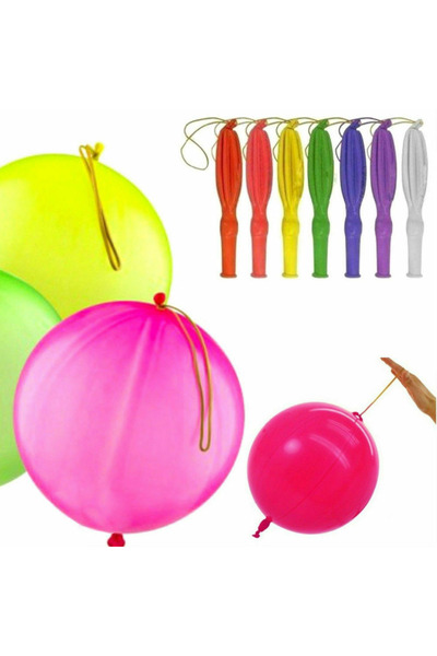 BALON DİYARI 15 pieces of elastic zip balloon with string, large punch balloo...
