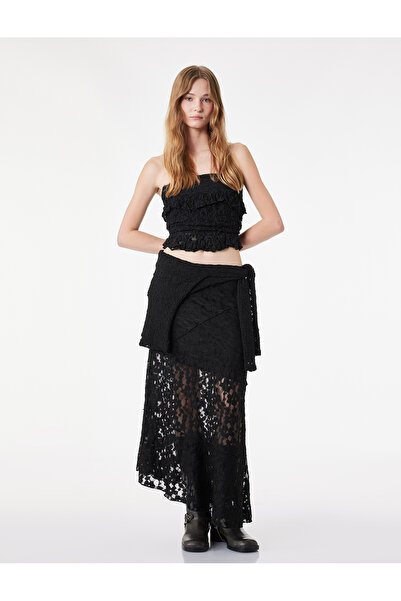 Koton Black Teenage Plain Polyester Skirt