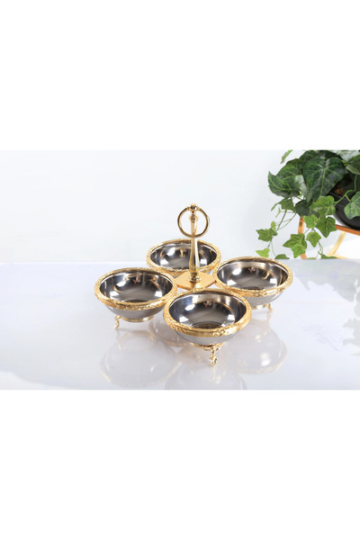 BULUTHOMEAKSESUAR Steel Engraved 4-Piece Snack Bowl Set Gold