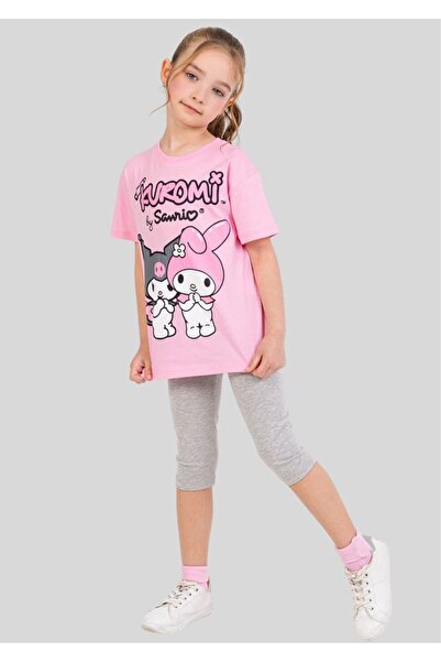 ww waka waka kids store Kuromi and My Melody Printed White Girls' Set with Le...