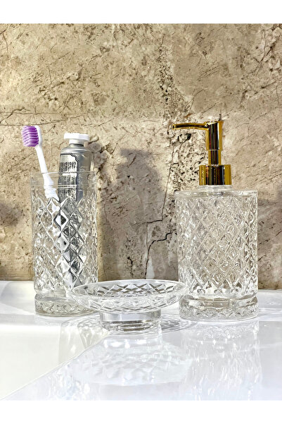 Kozak طقم صحن صابون زجاجي مصنوع يدويًا للحمام، مجموعة من 3 قطع |   موزع الصاب...