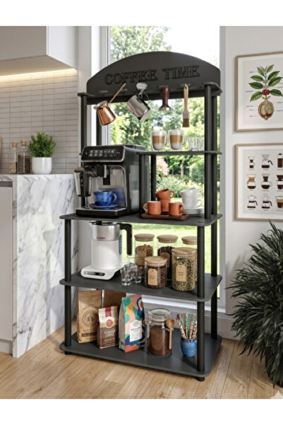 MESSER HOME STYLE MESSER Dekoratif Çok Amaçlı Kahve Köşesi Dolabı SİYAH 39 Cm...