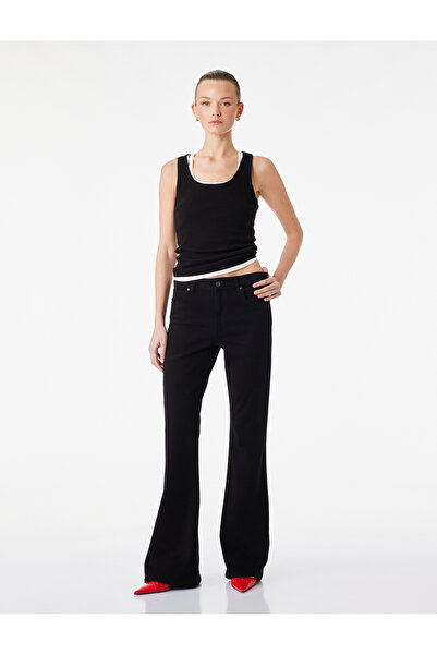 Koton Black Women Cotton Trousers