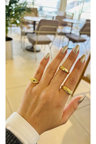 Markiz Takı Navy Blue Stone Pinky Ring Adjustable