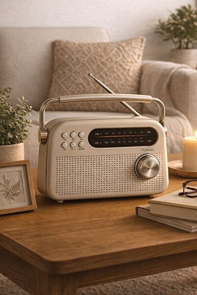 Zineets Nostaljik Radyo Fm Ahşap Görünümlü Bluetooth Hoparlör Ahşap Renk Vint...